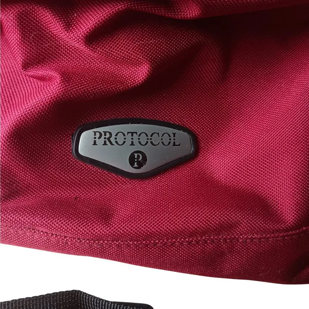 NWT Protocol Red Canvas Duffle Bag 2-Wheels Telescope Handle Removable Strap